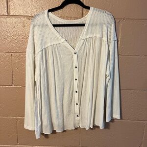 SHEIN Cream Button-Down Blouse
